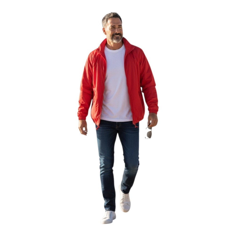 Back Bay Sailing Club Mens Medium Red Silk Nautical Beach Cruise Full Zip Jacket